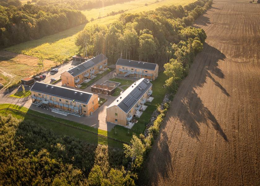 Flygfoto av karteret BoKlok Gläntan på Öland Flygfoto av karteret BoKlok Gläntan på Öland