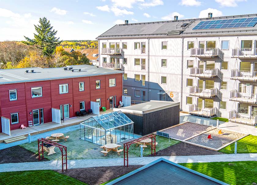 Vy över innergården i BoKlok Diamanten i Västerås Vy över innergården i BoKlok Diamanten i Västerås
