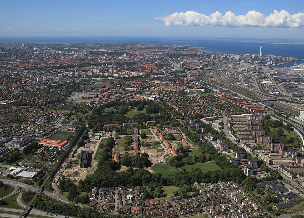 Flygbild över Sege Park i Malmö.