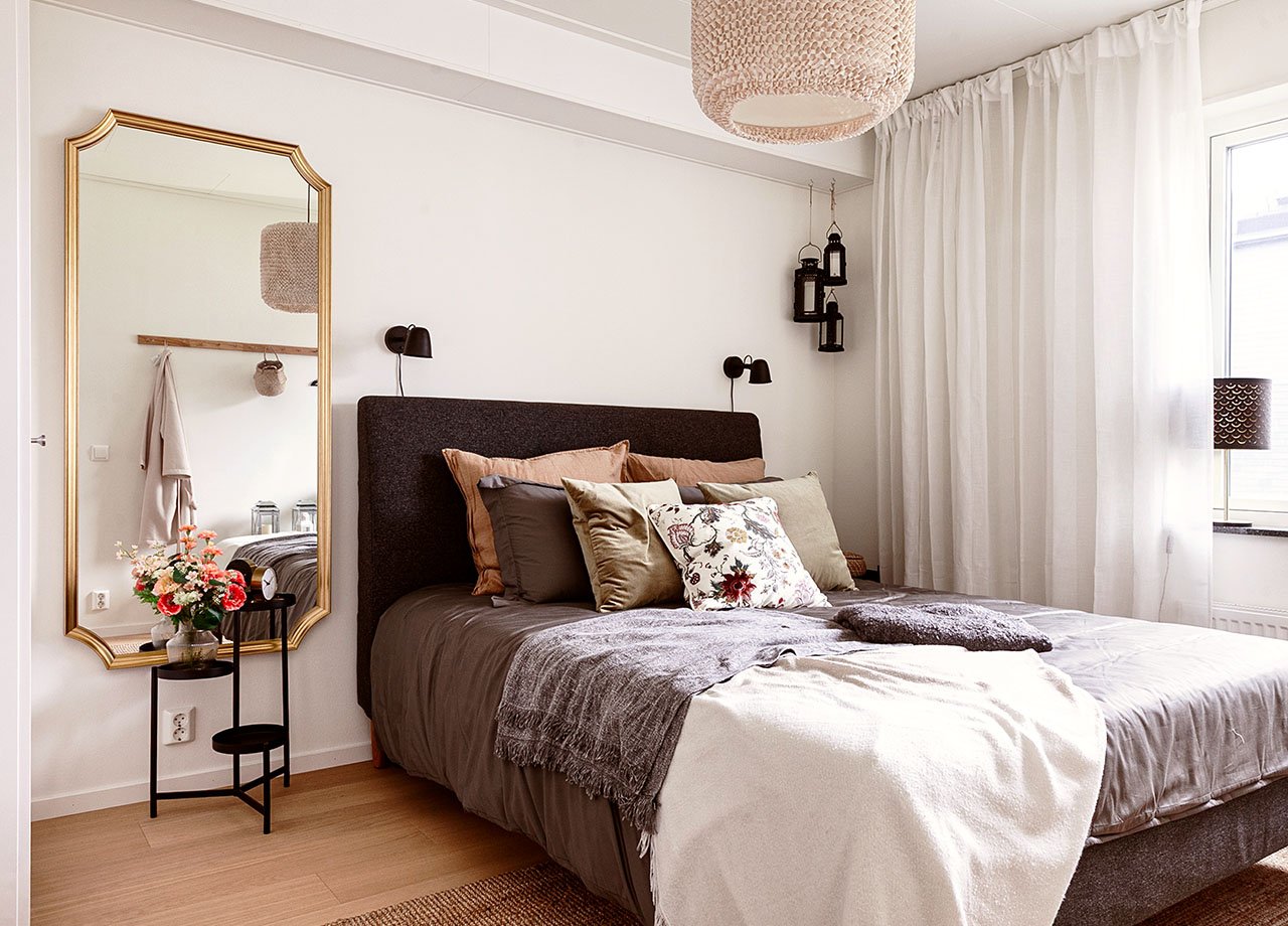 Sovrum i BoKlok lägenhet 2 rum och kök.