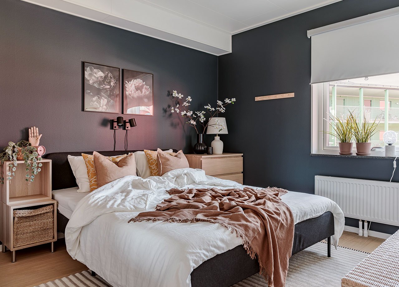 Sovrum i BoKlok lägenhet 4 rum och kök.