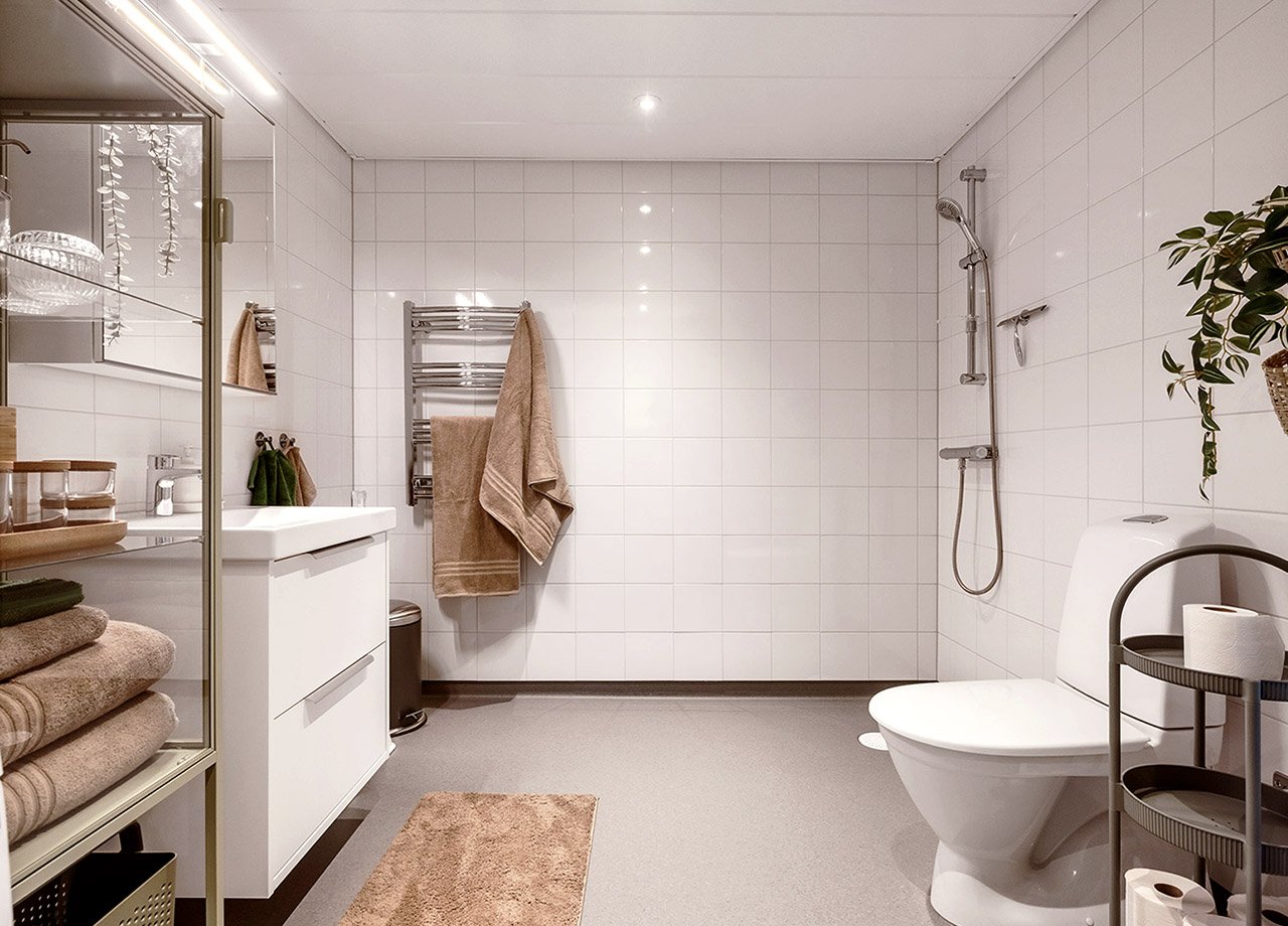 Badrum i BoKlok lägenhet 3 rum och kök.