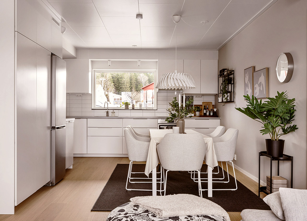 Matplats i kök i BoKlok lägenhet 3 rum och kök.