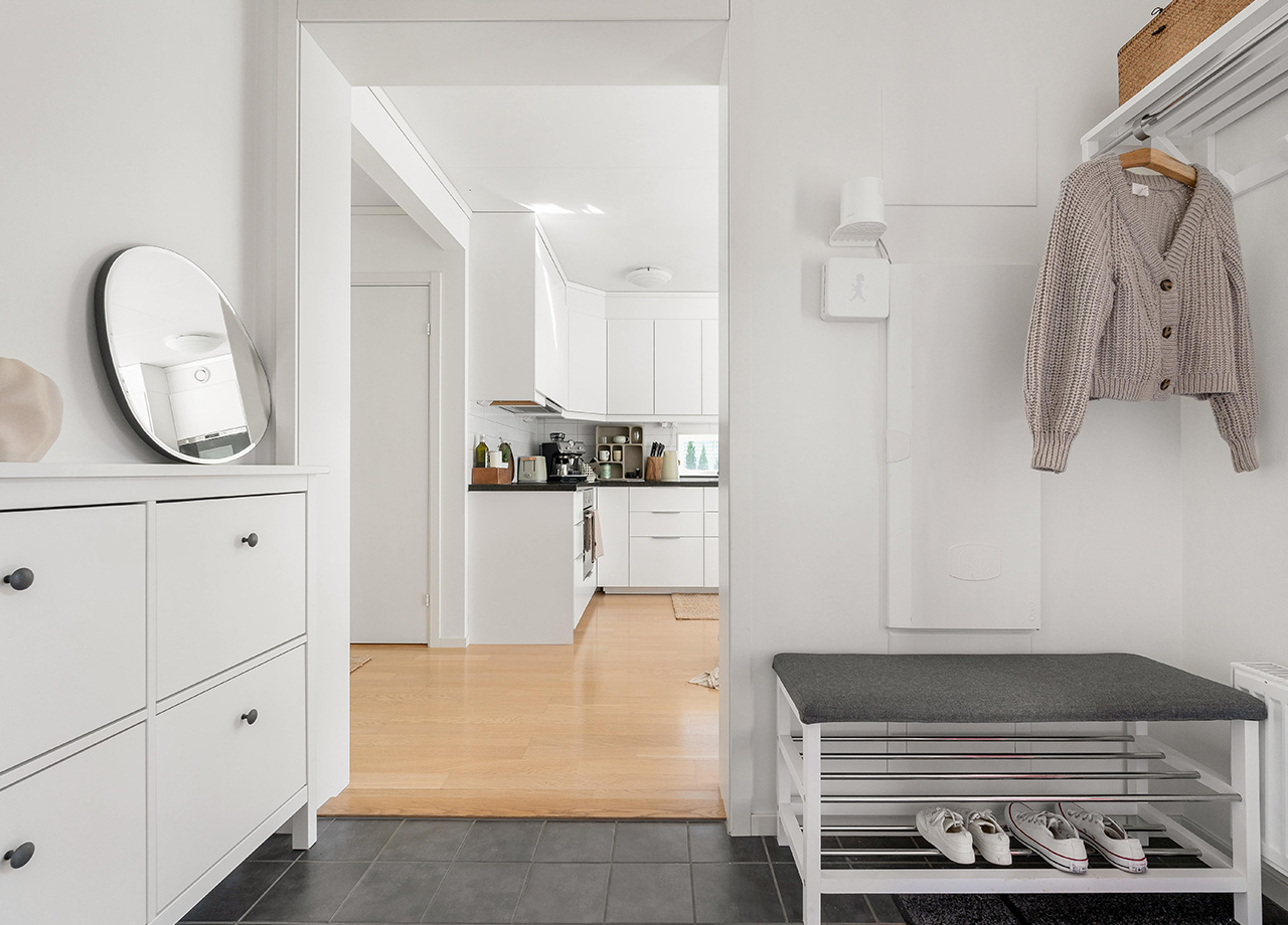 Foto av hall i BoKlok radhus.