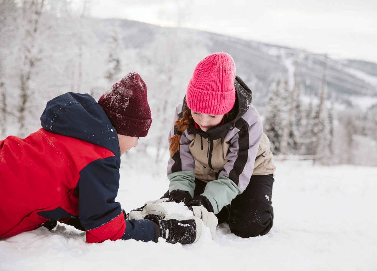 Kvinna och barnbarn leker på lekplats