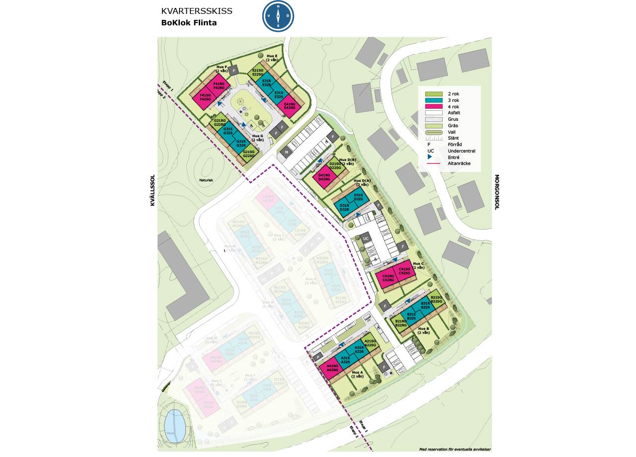 Illustrerad kvartersskiss BoKlok Flinta.