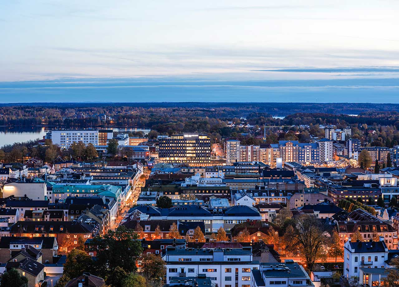 Vy över Växjö innerstad, fotograf Anders Bergön