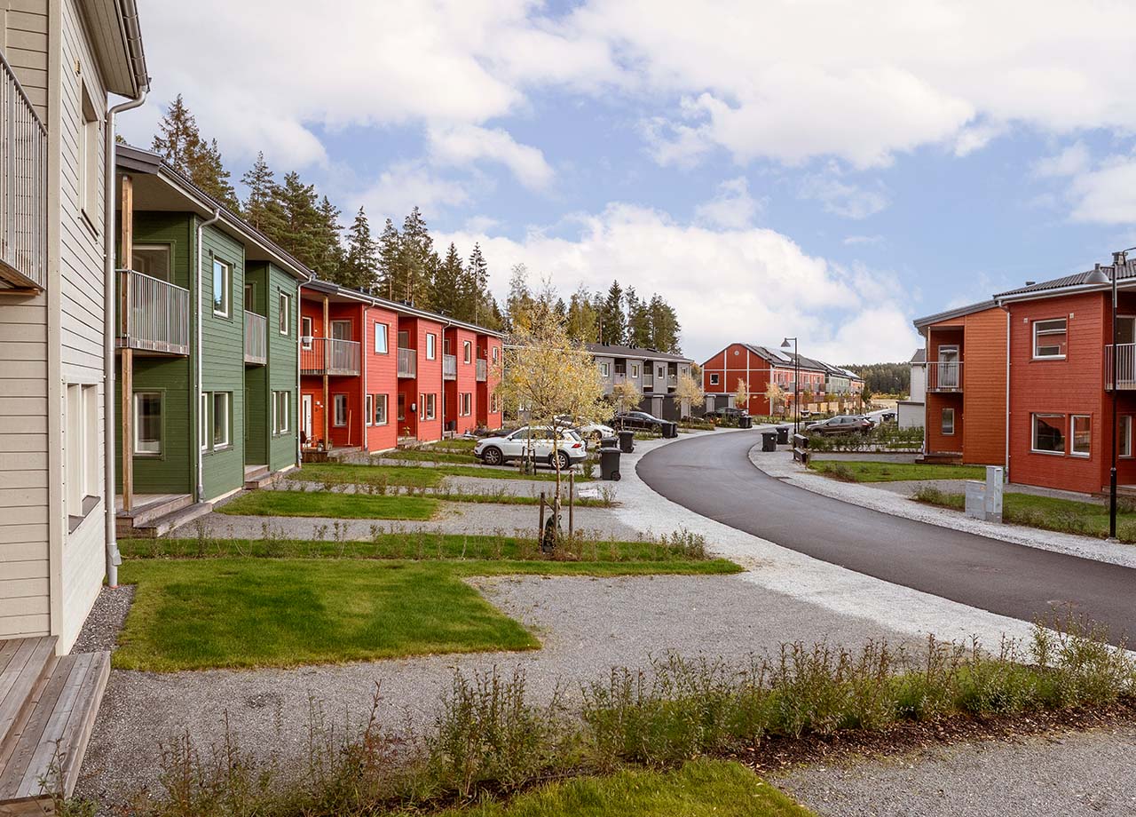 Foto av kvartersvägen i BoKlok Kronan.