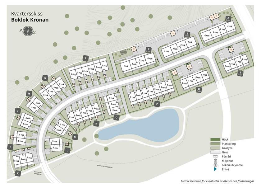 Skiss över kvarteret BoKlok Kronan i Steninge Slottsby