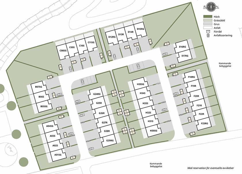 illustration av kvarteret i boklok skördelyckan