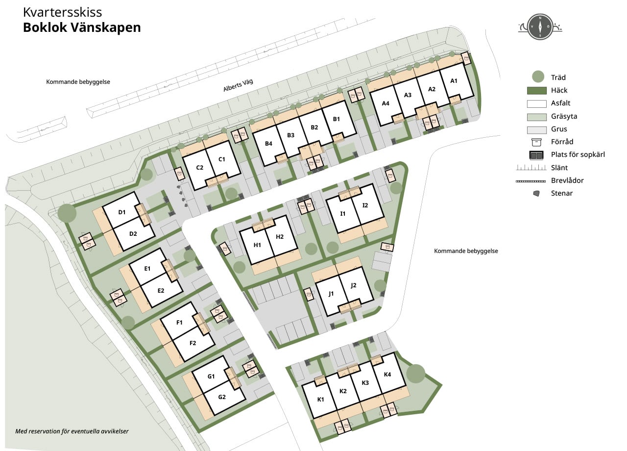 Kvartersskiss över Boklok Vänskapen 